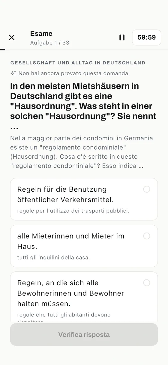 App Einbürgerungstest: Simula l'esame vero