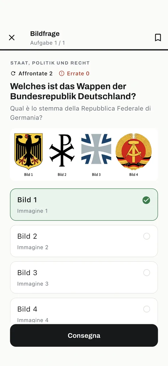 App Einbürgerungstest: Padroneggia ogni domanda con immagine