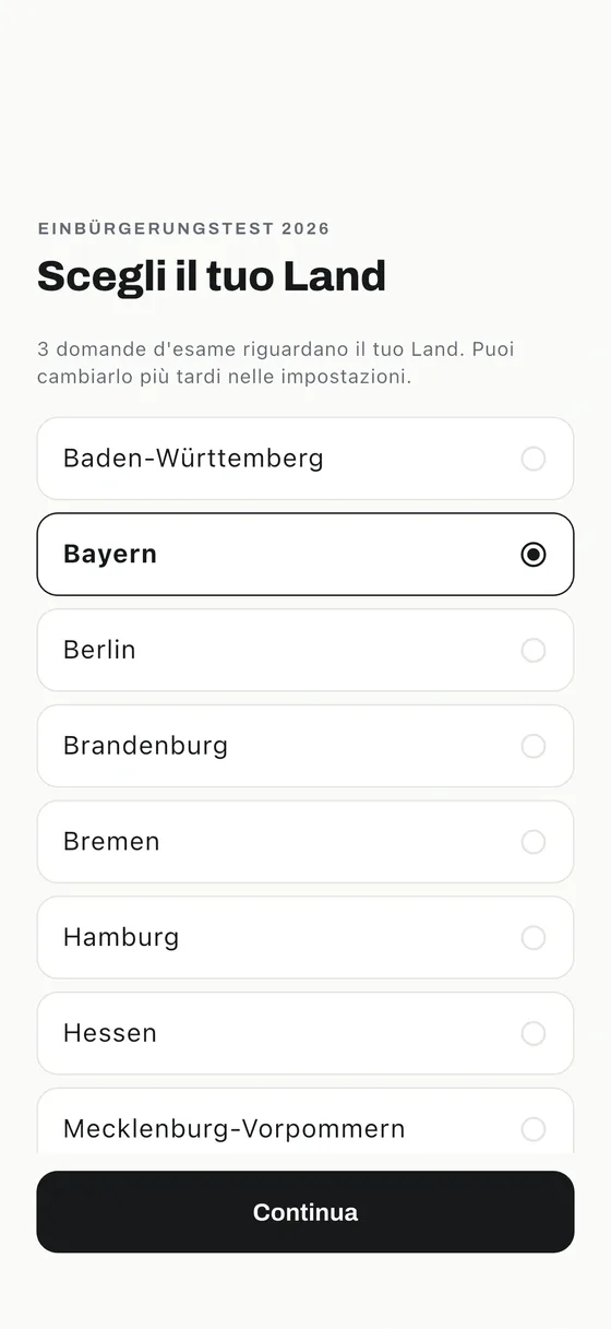 App Einbürgerungstest: Domande per il tuo Bundesland