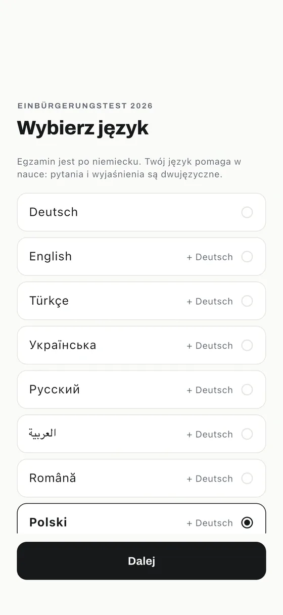Aplikacja Einbürgerungstest: Ucz się w swoim języku