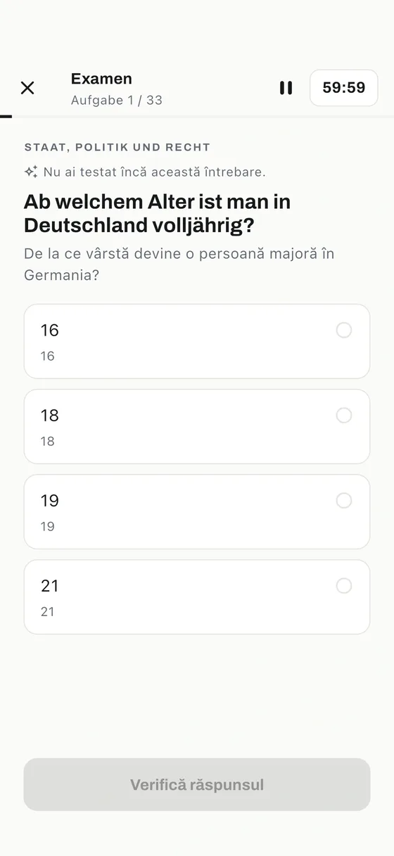 Aplicația Einbürgerungstest: Simulează examenul real