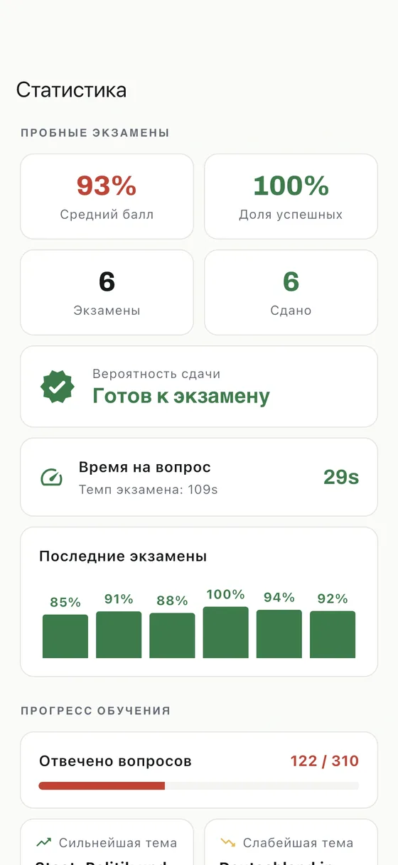 Приложение Einbürgerungstest: Знай, когда ты готов
